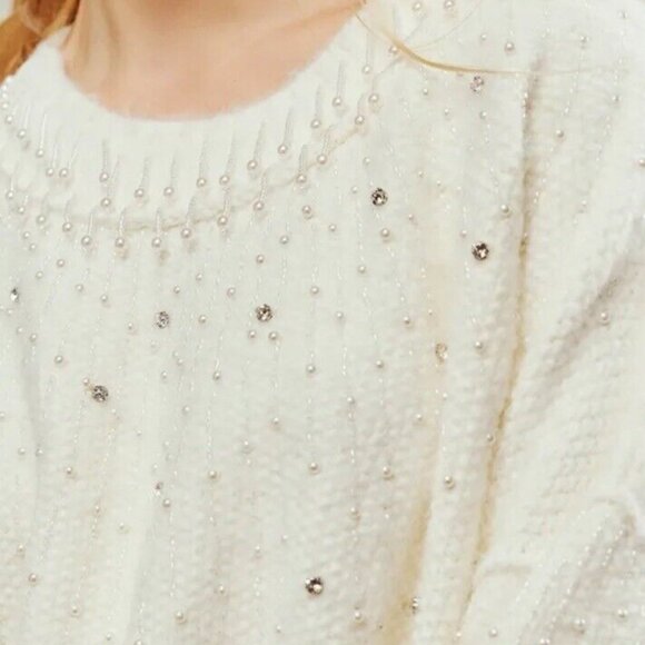 Free People Ivory Chart The Stars Sweater size Large NWT - Picture 3 of 13